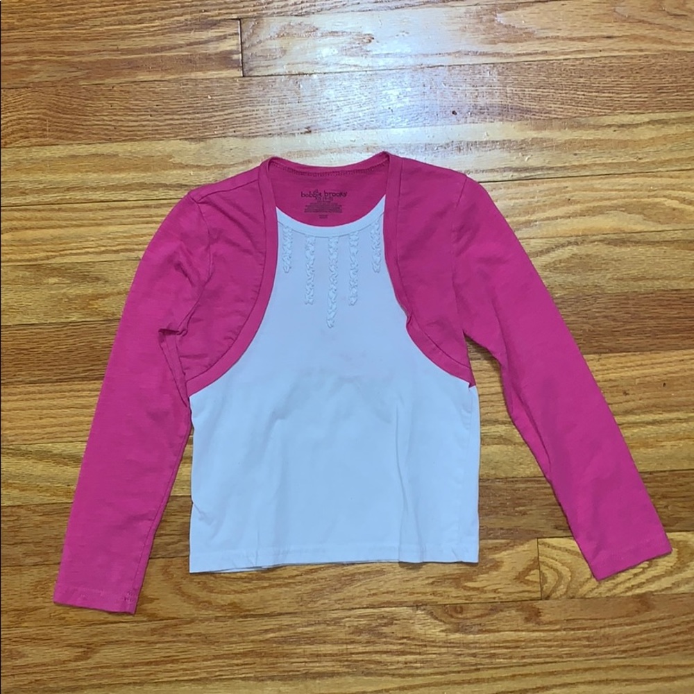 White with Pink Cardigan attached